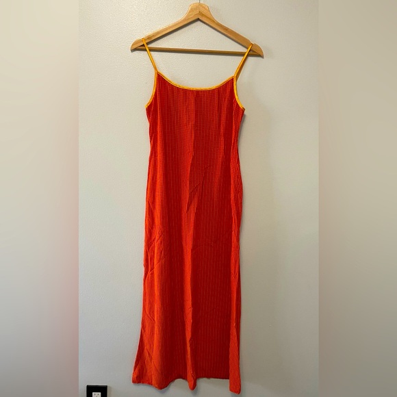 Orange micro-check Maxi Slip Dress - Picture 1 of 2